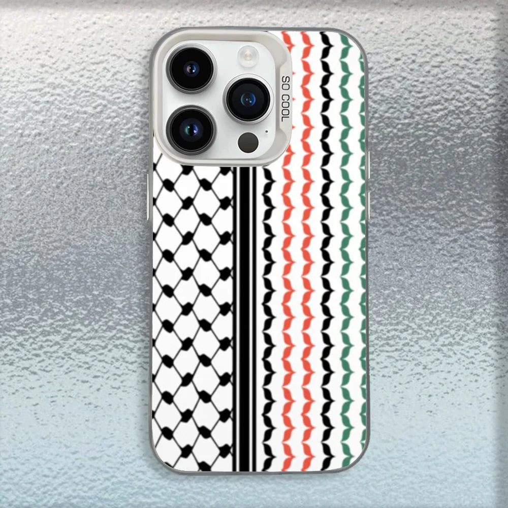 P-Palestine-S Hattah Keffiyeh Phone Case For iPhone 16,15,14,13,12,11,Mini,Pro,MAX White Matte Shockproof Cover