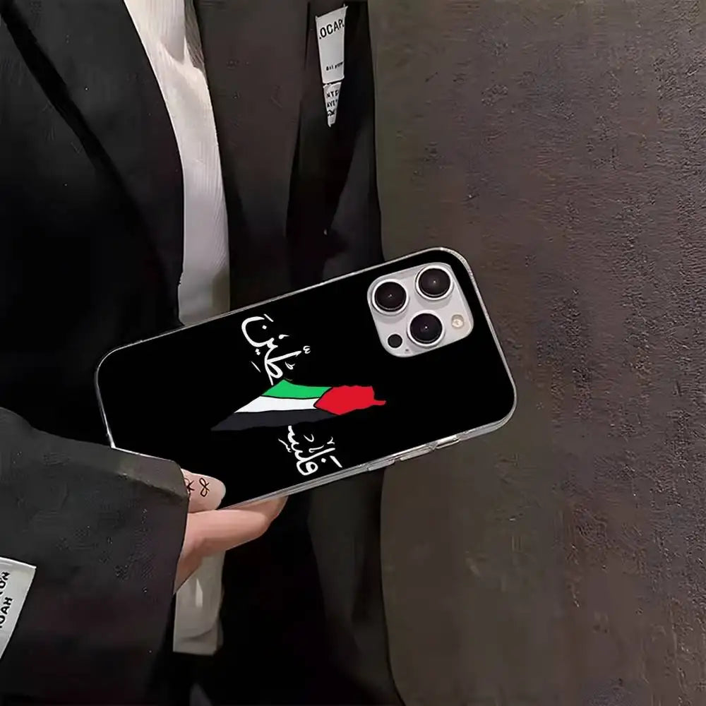 Palestine Flag MAP Phone Case For iPhones Multicolor Matte Silver-Plated Protective