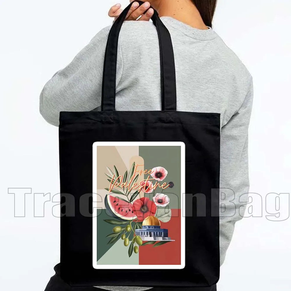 Keffiyeh Olive Tree Al Aqsa Dome of The Rock Canvas Shoulder Bag