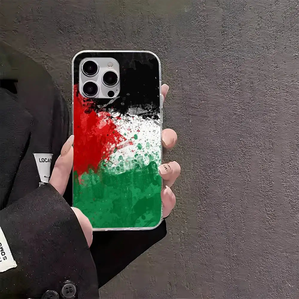 Palestine Flag MAP Phone Case For iPhones Multicolor Matte Silver-Plated Protective