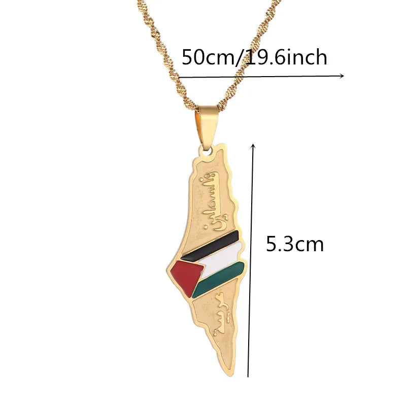 Stainless Steel Al-Aqsa Mosque Palestine Map Flag Pendant Necklaces Bracelet Ring Jewelry