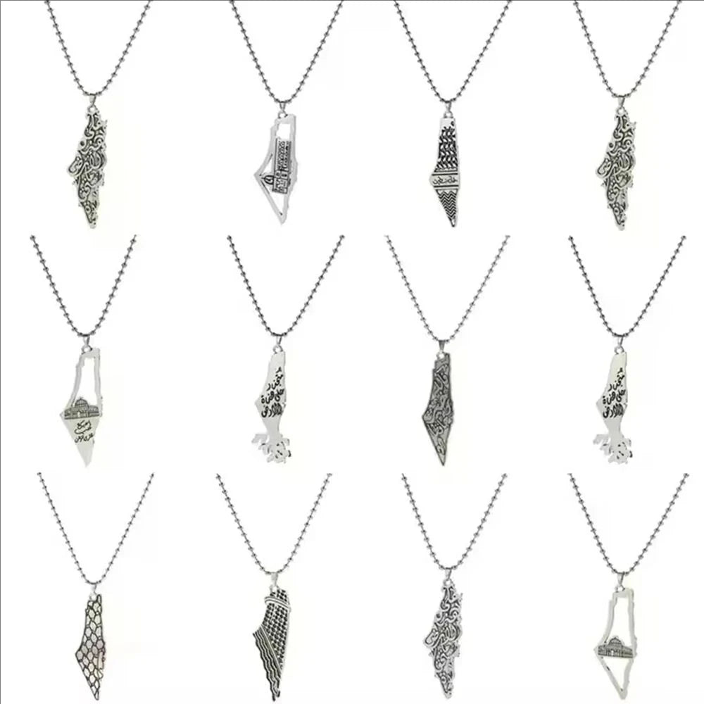 Palestine Country Map Flag Pendant