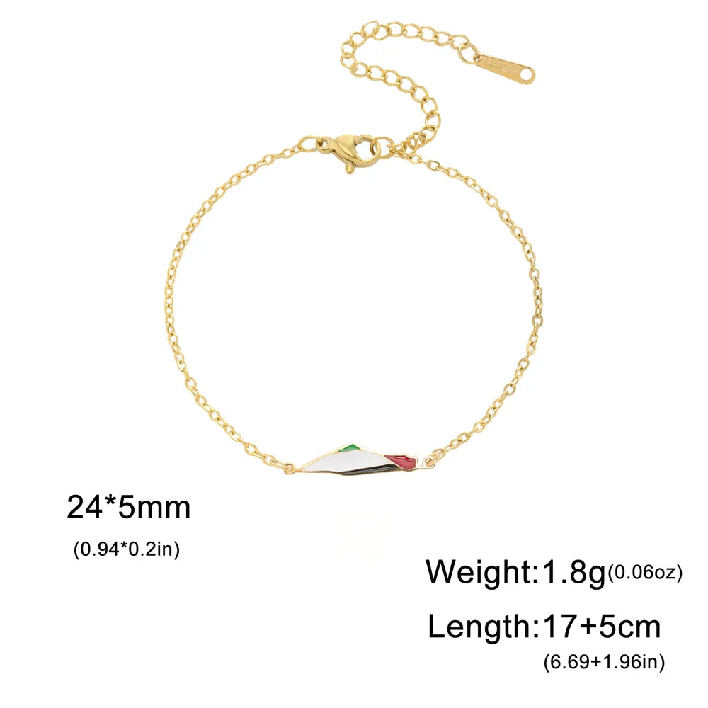 My Shape Palestine Map Flag Charms Bracelets for Women Stainless Steel Palestine Country Geography Map Pendant Bangle Jewelry