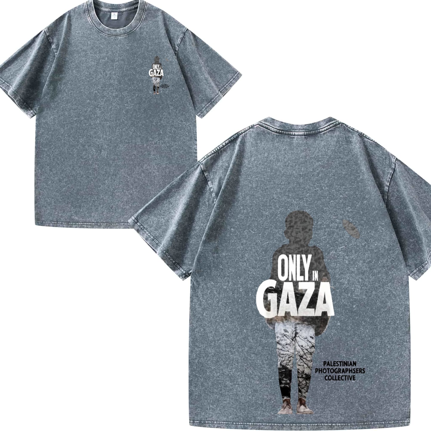 Men's T-Shirt Denim Blue Only Gaza Graphic Print Casual Daily Wear