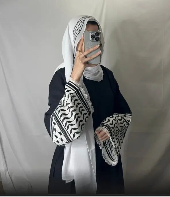 New Soft Embroidery Palestine Kefiyyeh  Dubai Abaya