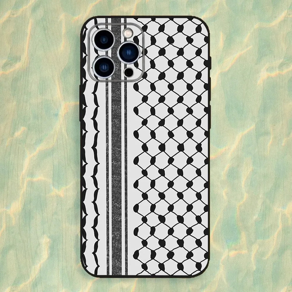 P-Palestines Hattah Keffiyeh Phone Case For iPhone 16,15,14,13,12,11 Plus,Pro Max,XS,X,XR,SE,Mini,8,7,Soft Silicone Black Cover