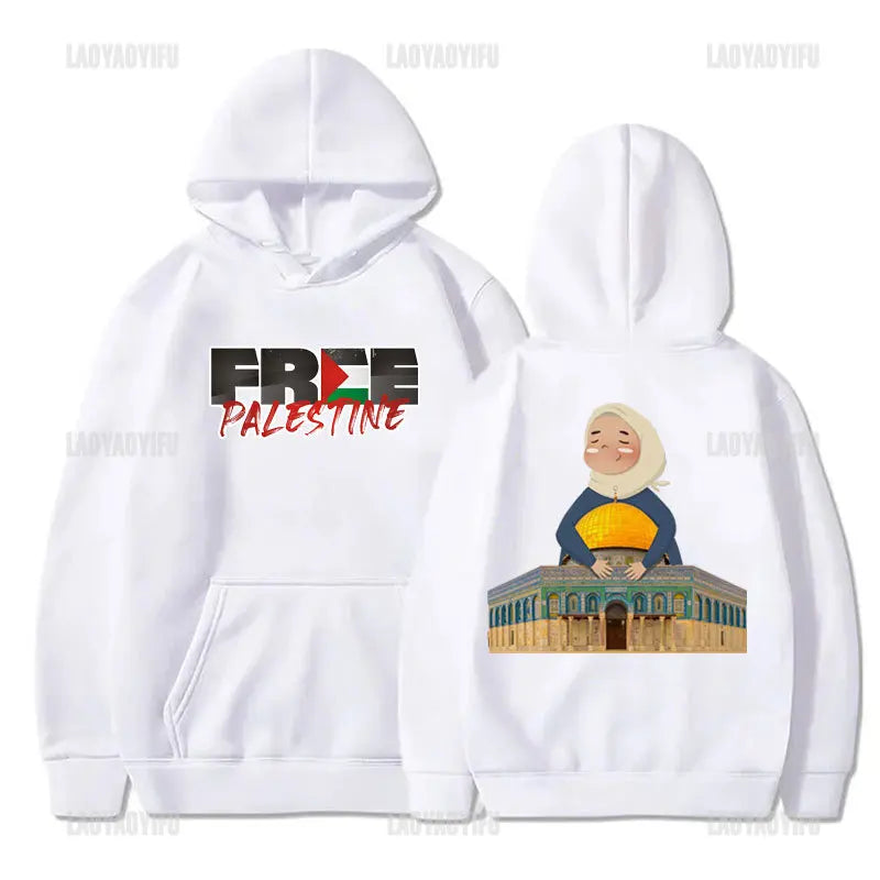 Hot Sale Al-aqsa Printed Hoodies KUDUS'UNsorumluluğu Ümmetin Omuzlarındadır Letters Slogan Hooded Autumn Fashion Sweatshirt