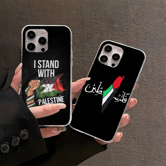 Palestine Flag MAP Phone Case For iPhones Multicolor Matte Silver-Plated Protective