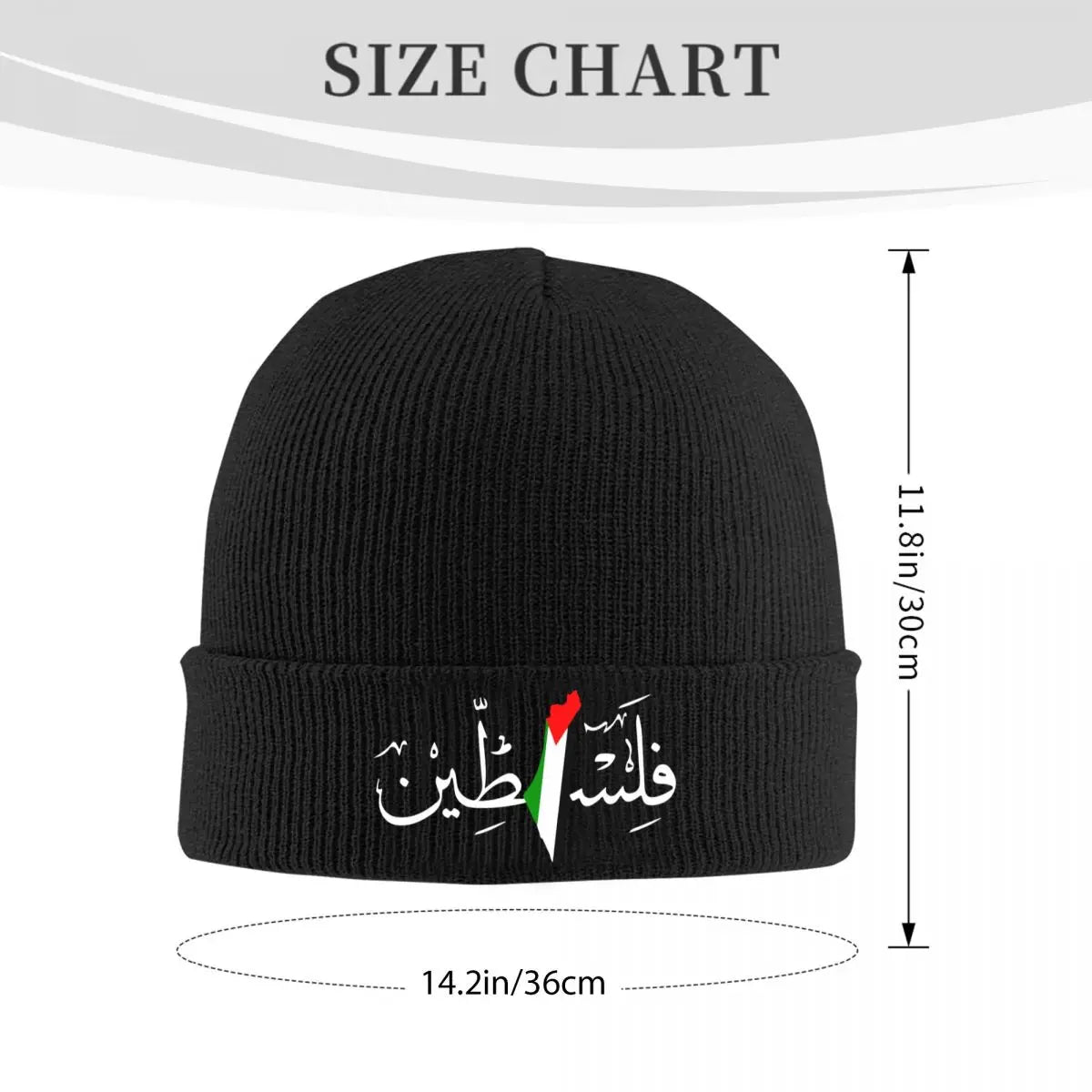 Palestine Arabic Calligraphy  With Palestinian Flag Hat Knitting Caps