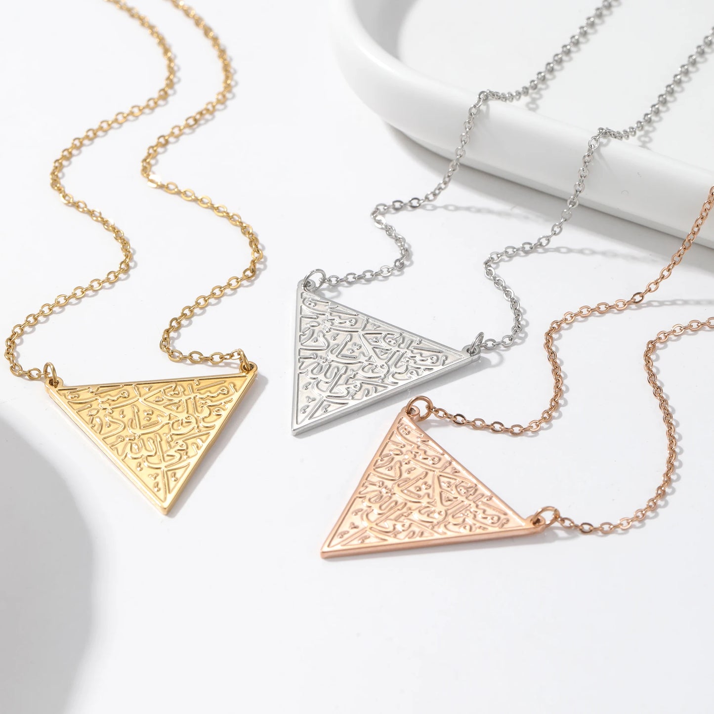 necklace Triangle victory jewelry accessories Unisex Stainless steel Jewelry gifts Arabic Love