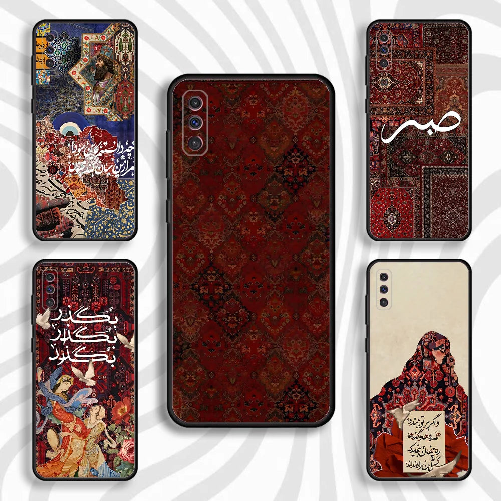 Persian Carpet Phone Case For Samsung S 25,24,23,22,30,21,10,9,Ultra,Plus,Lite,FE,4,5 G Black Soft Case
