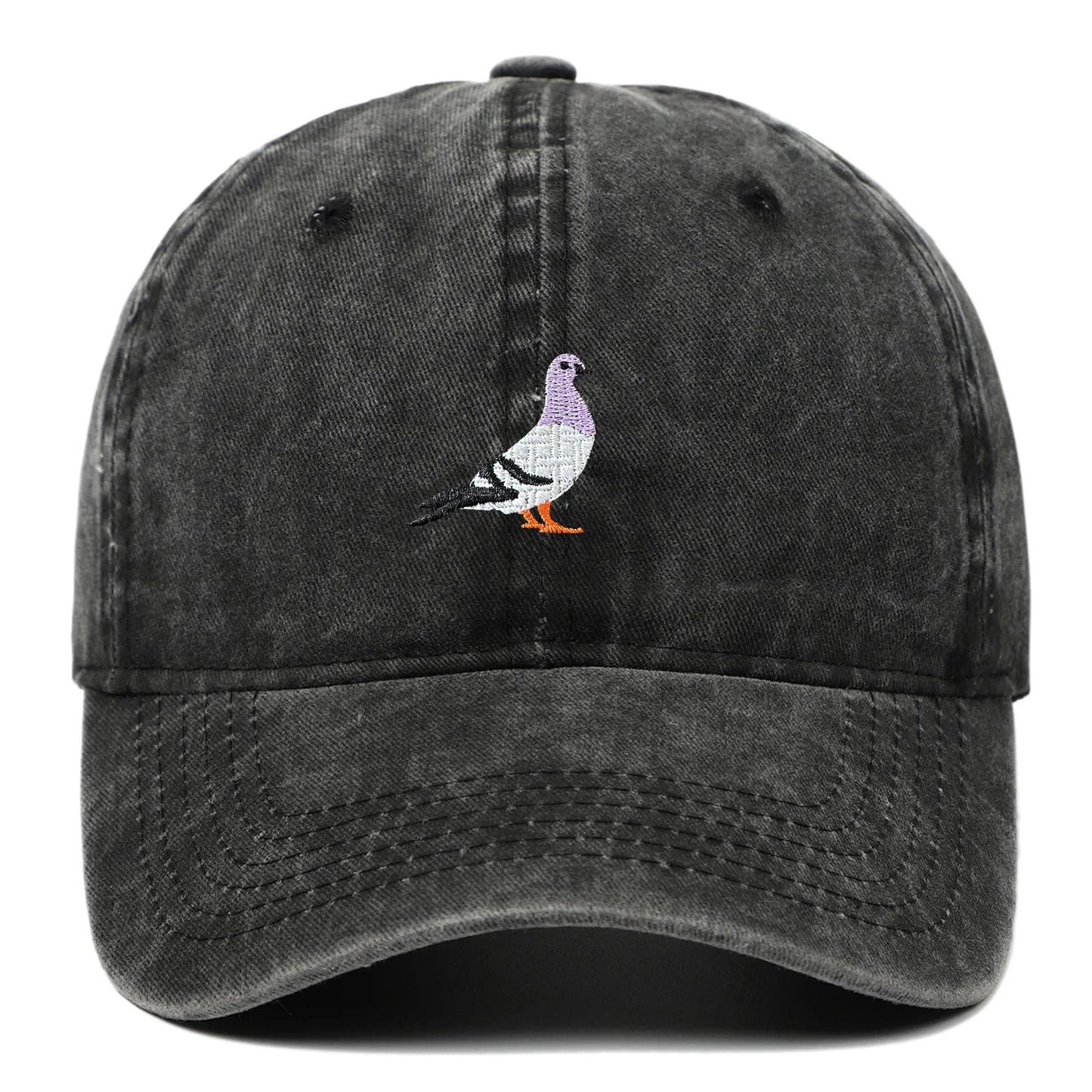 Baseball cap suitable for all seasons, pigeon embroidery pattern, men's and women's daily casual fashion, outdoor sun protection