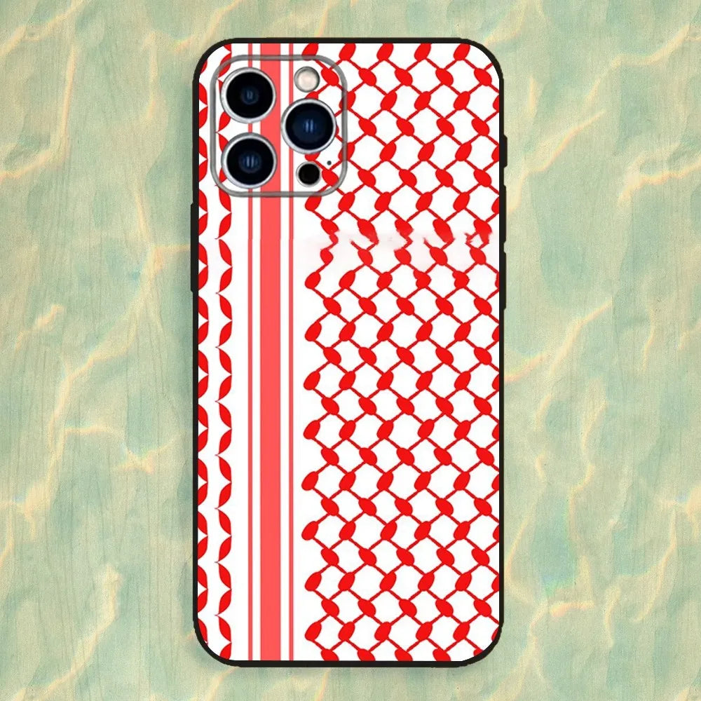 P-Palestines Hattah Keffiyeh Phone Case For iPhone 16,15,14,13,12,11 Plus,Pro Max,XS,X,XR,SE,Mini,8,7,Soft Silicone Black Cover