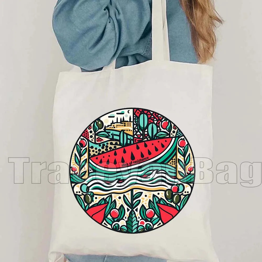 Keffiyeh Olive Tree Al Aqsa Dome of The Rock Canvas Shoulder Bag