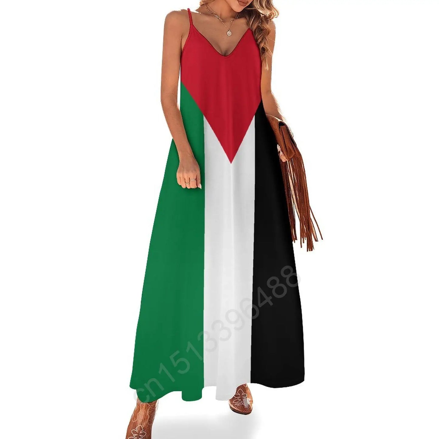 Palestine V-Neck Printed Dress
