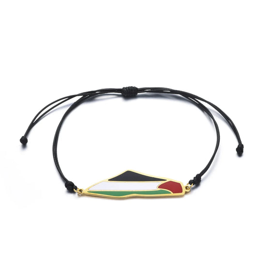 Palestine in Arabic Map With Flag  Bracelet Jewelry Chains