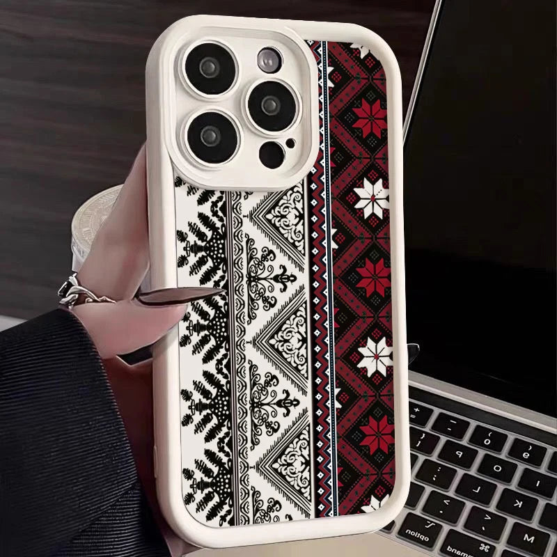 Tatreez Pattren Shockproof Case For iPhone Soft TPU Phone Cover