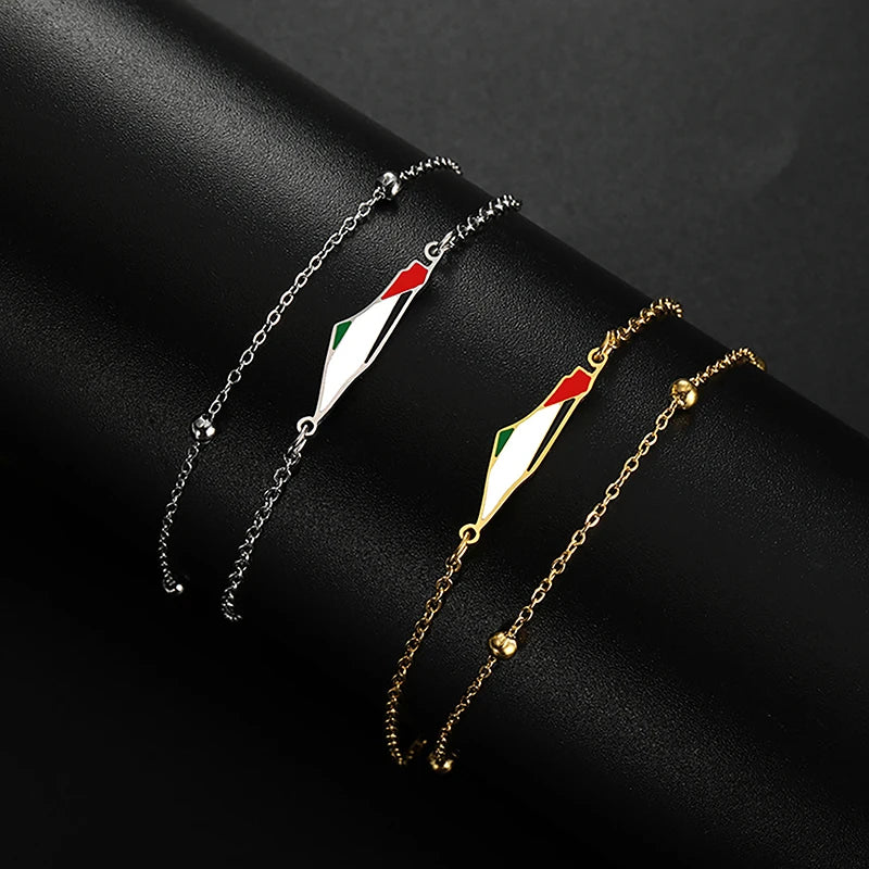 Palestinian Map Shape Stainless Steel Bracelet