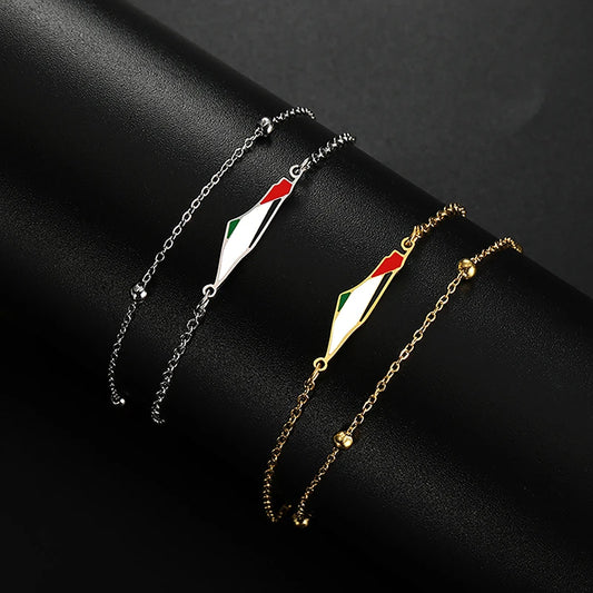 Palestinian Map Shape Stainless Steel Bracelet