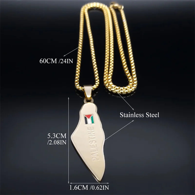 Palestine Map National Flag Necklace