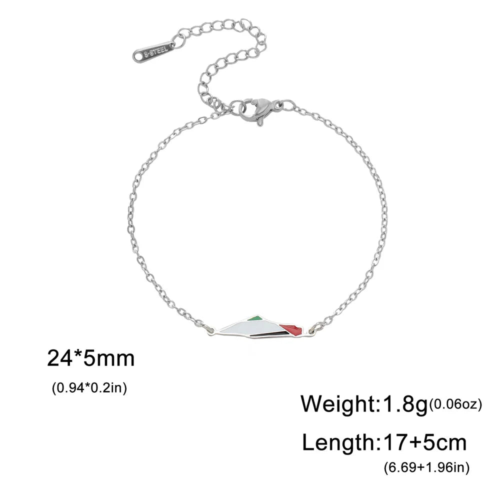 My Shape Palestine Map Flag Charms Bracelets for Women Stainless Steel Palestine Country Geography Map Pendant Bangle Jewelry