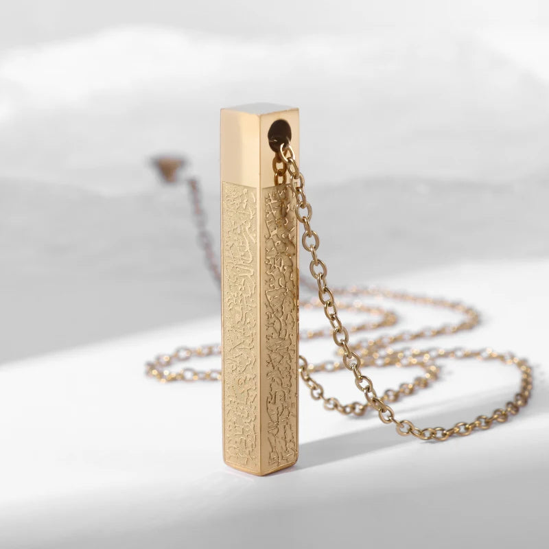 Exquisite Hollow Map Pendant Necklace for Women Men Fashion Charm Arabic Stainless Steel Amulet Jewelry