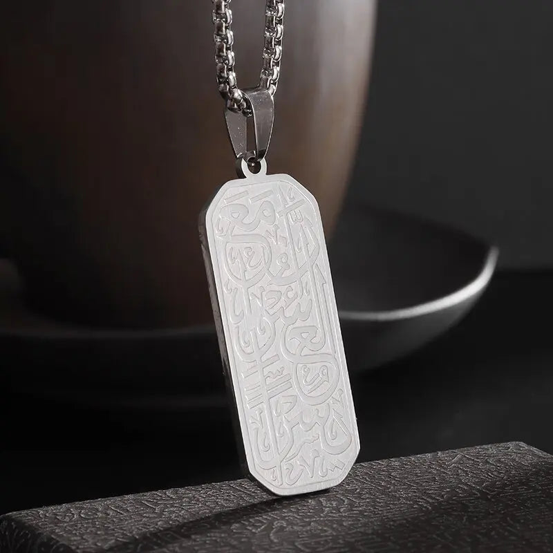 Exquisite Hollow Map Pendant Necklace for Women Men Fashion Charm Arabic Stainless Steel Amulet Jewelry