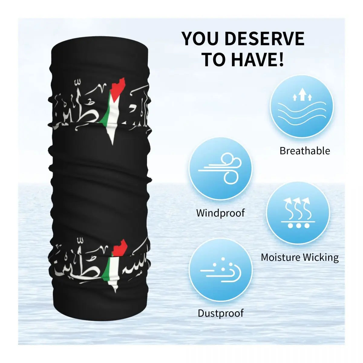Palestine Arabic Calligraphy Name With Palestinian Flag Map Bandana Neck Gaiter