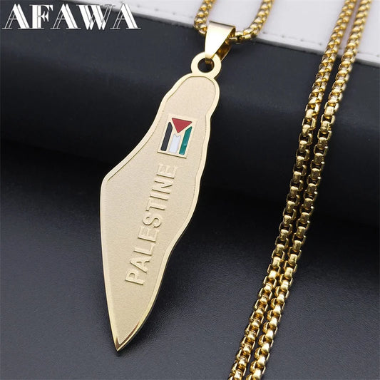 Palestine Map National Flag Necklace