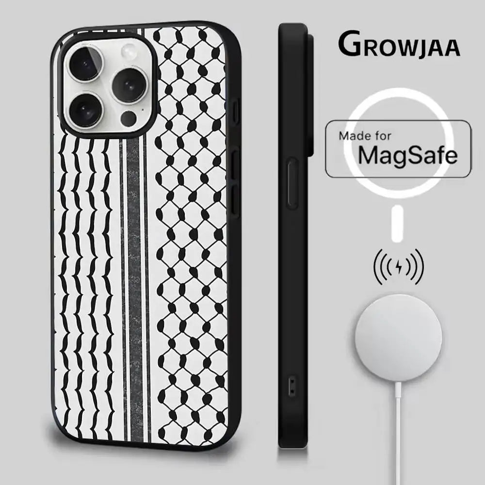 Palestine Hattah Keffiyeh Phone Case For iPhone Magsafe Magnetic Wireless Charging