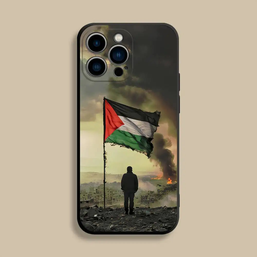 P-Palestine-es-F-Flag MAP Phone Case For iPhone 17,16,15,14,13,12,Pro,Max,Plus,E,SE4,Air,Mini Black Soft Cover
