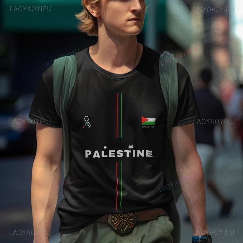 High-quality Palestine Flag  Printed T-shirt