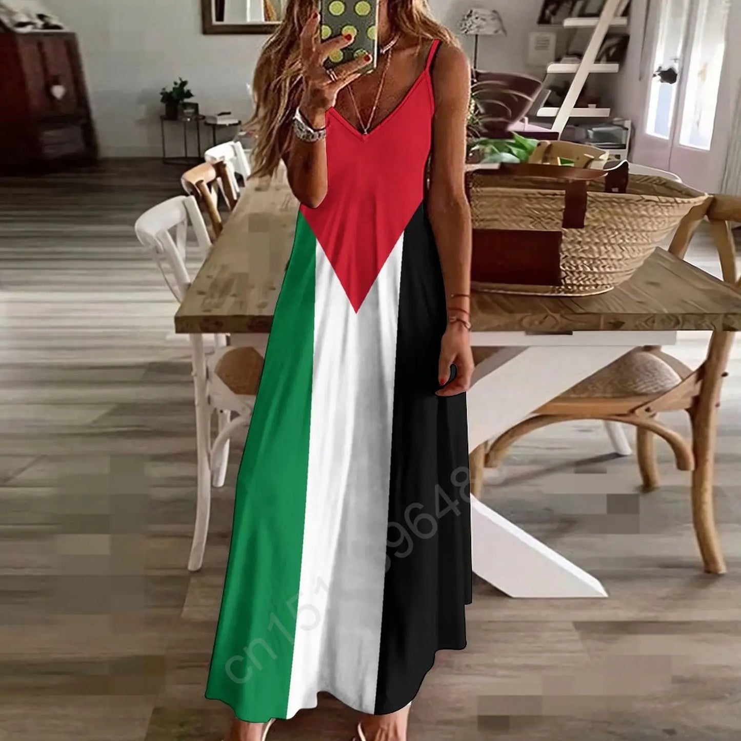 Palestine V-Neck Printed Dress