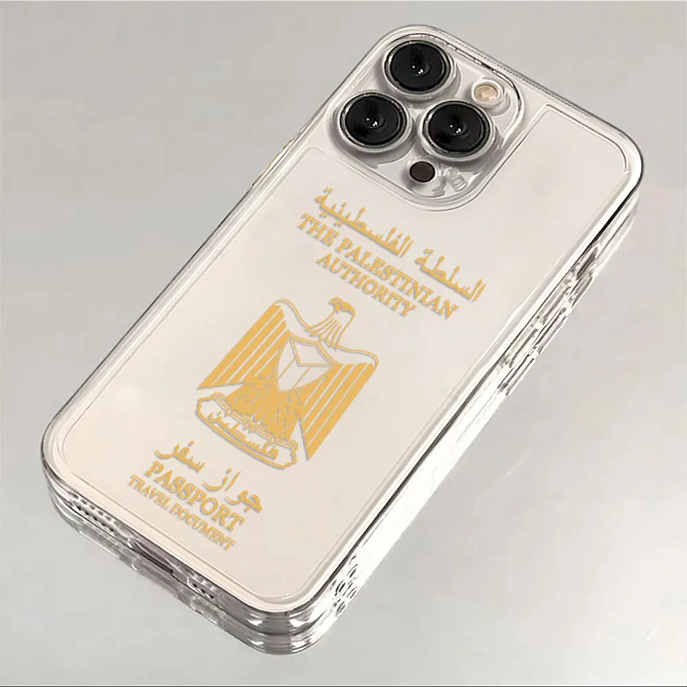 Cute Phone Case For Palestine Flag Map Passport iPhone 16 15 14 13 12 11 Mini Pro Max X XR XSMax 7 8 Plus Transparent Soft Cover
