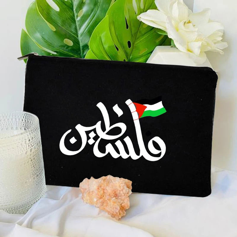 Country Map Printed Canvas Cosmetic Bag