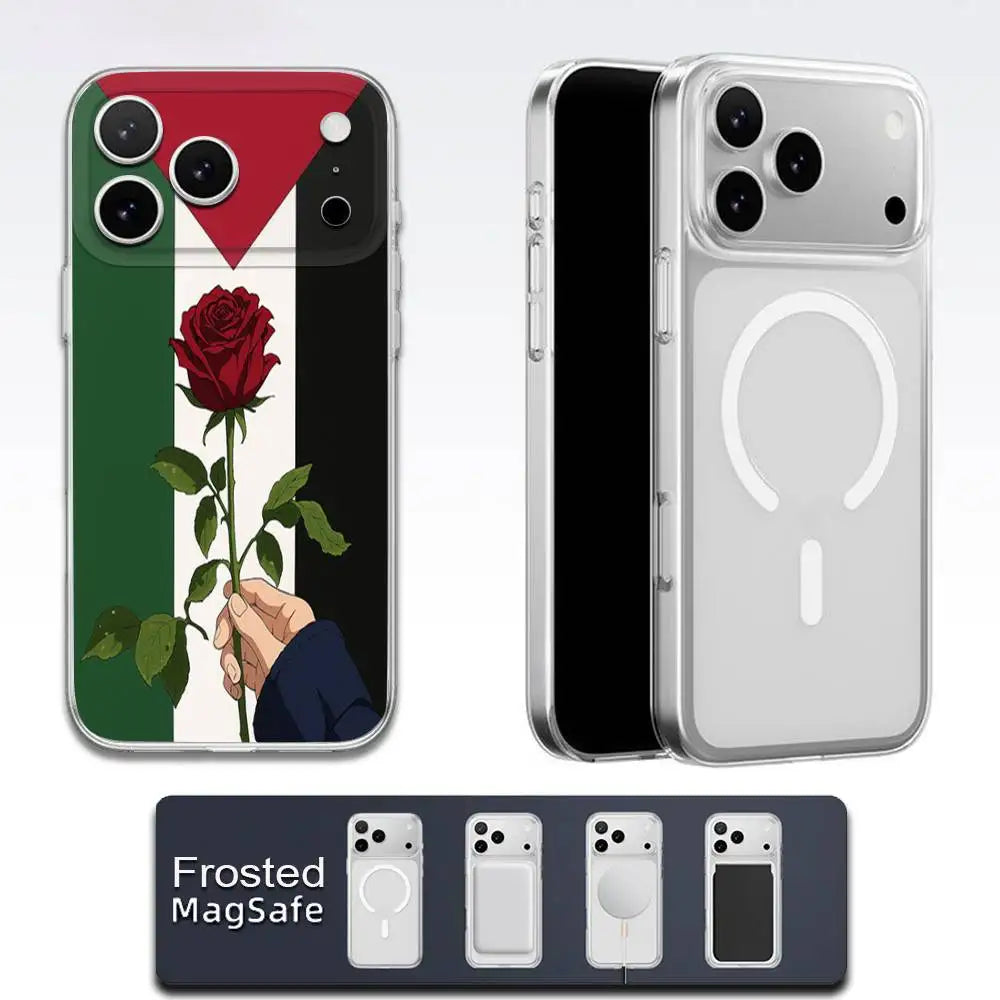 Watermelon Art P-Palestine Flag Phone Case For iPhone Magsafe Transparent