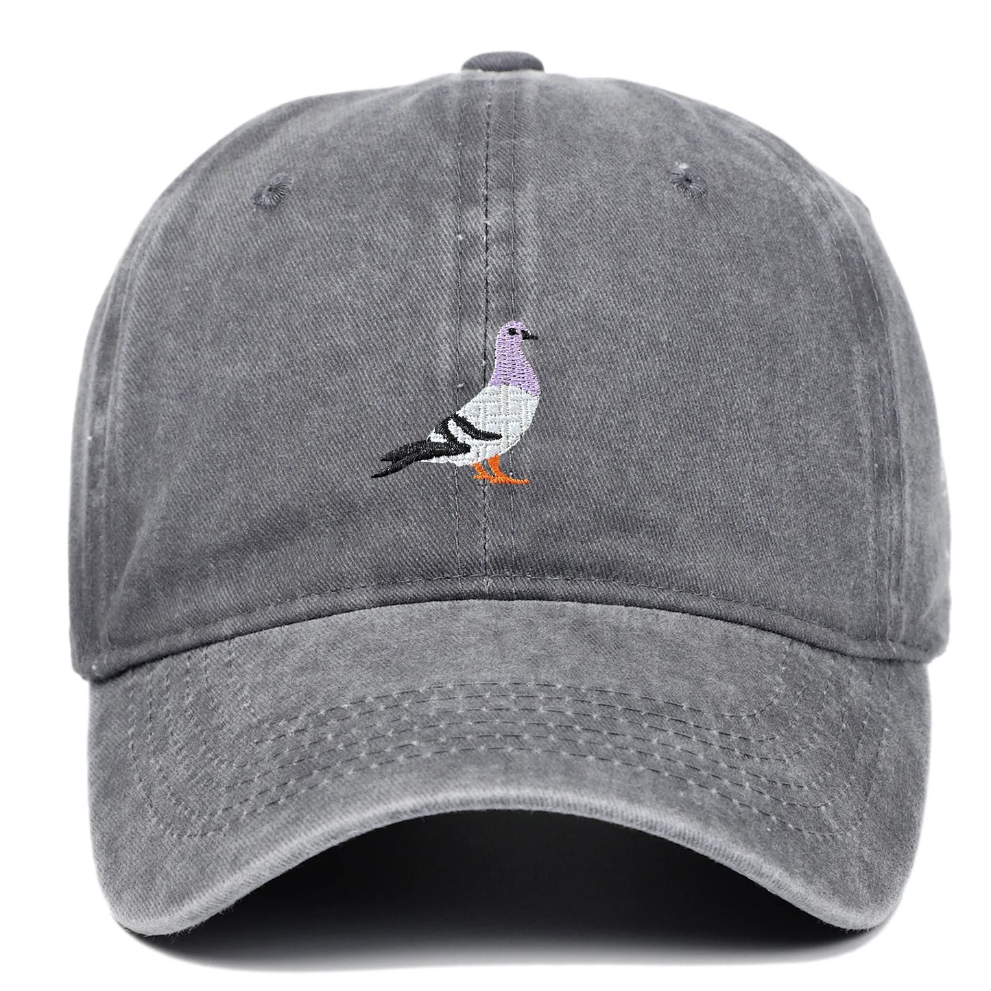Baseball cap suitable for all seasons, pigeon embroidery pattern, men's and women's daily casual fashion, outdoor sun protection