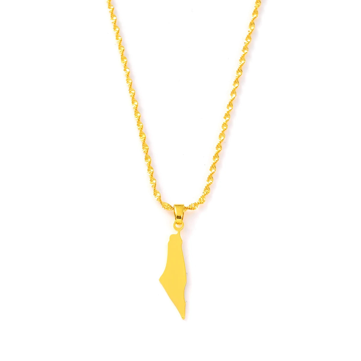 Gold Color Plain Maps Pendant Necklace Jewelry Women Wedding Bridal Charms Girls High Quality Set Gift