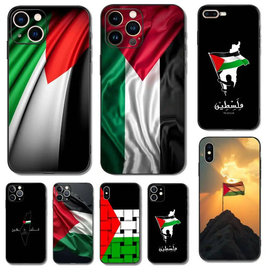 P-Palestine-es-F-Flag MAP Phone Case For iPhone 16,15,14,13,12,11,Pro,X,XS,Max,XR,Plus,Mini Soft Silicone Black Shockproof TPU
