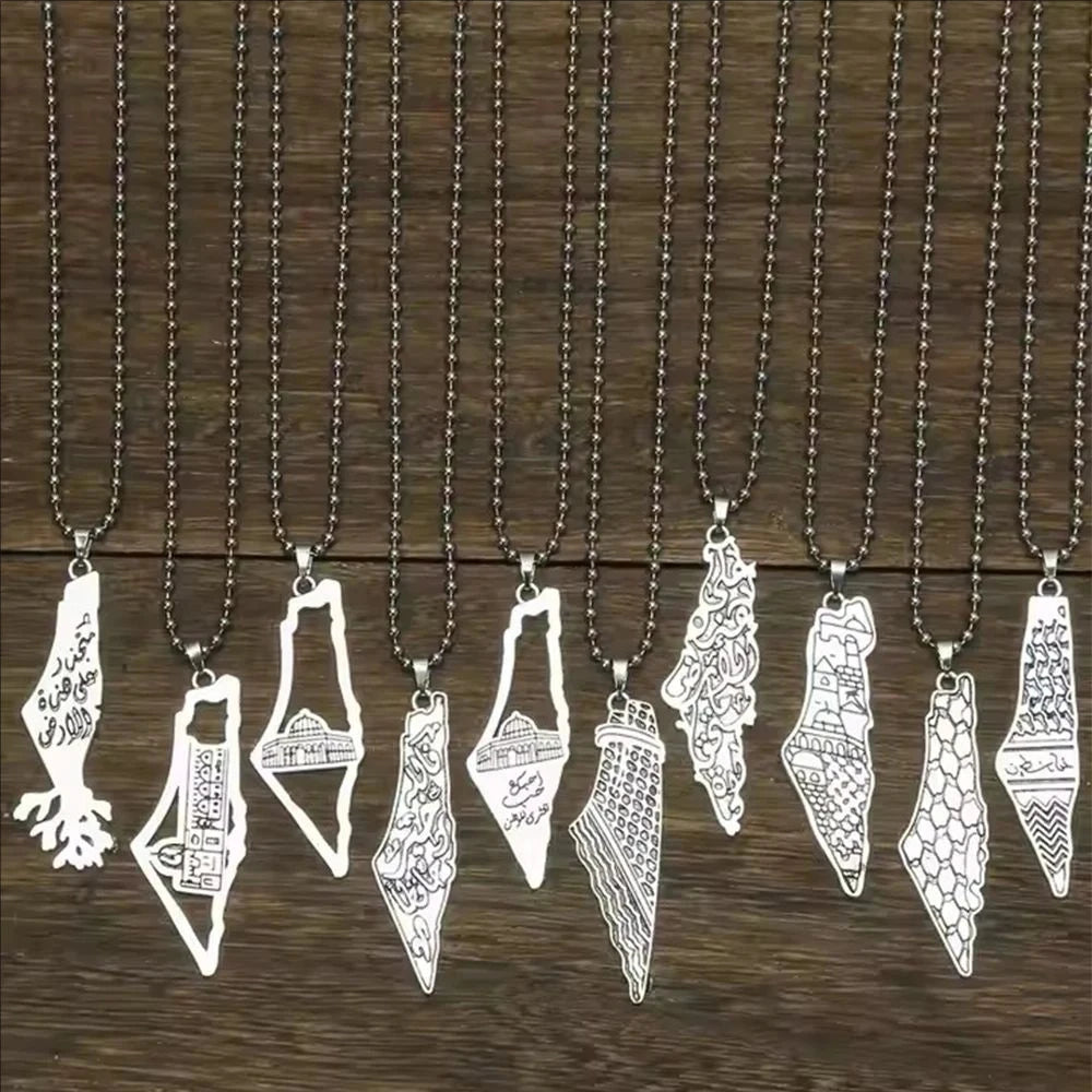 Palestine Country Map Flag Pendant