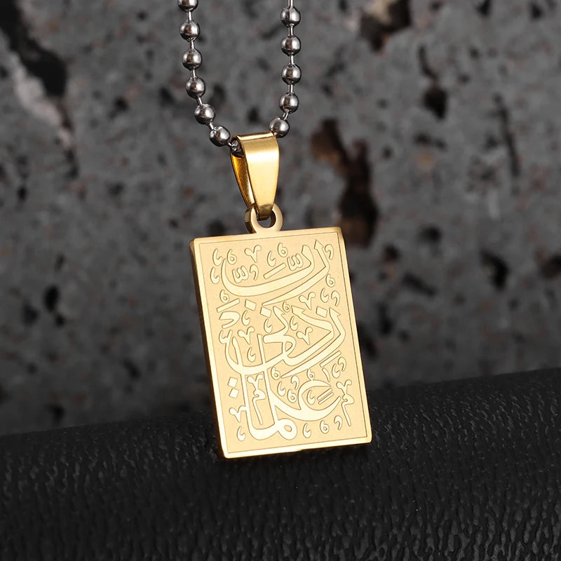 Exquisite Hollow Map Pendant Necklace for Women Men Fashion Charm Arabic Stainless Steel Amulet Jewelry