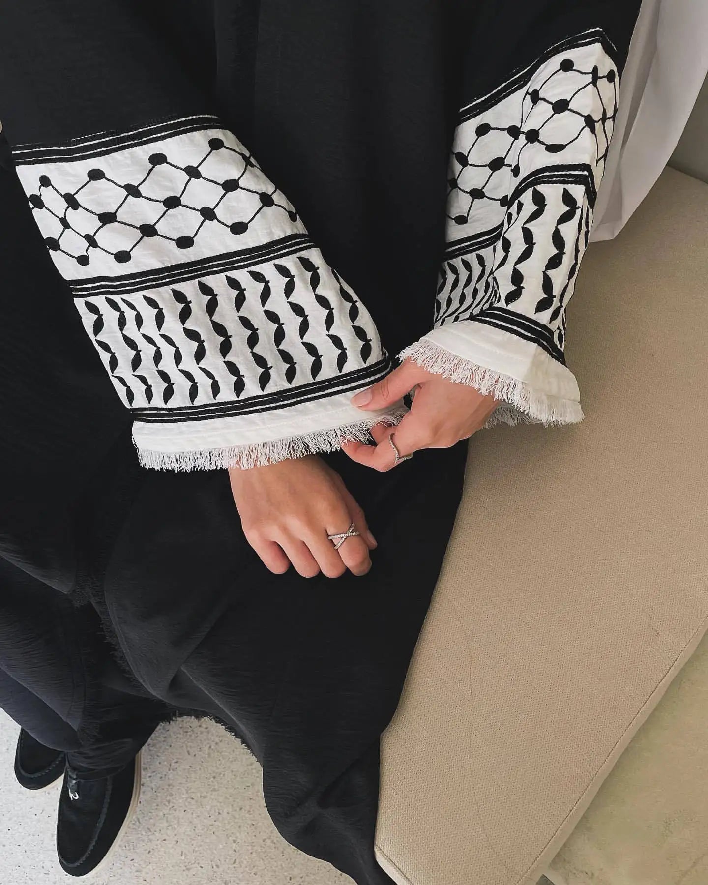 New Soft Embroidery Palestine Kefiyyeh  Dubai Abaya