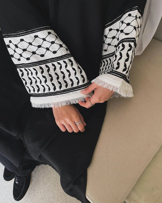 New Soft Embroidery Palestine Kefiyyeh  Dubai Abaya