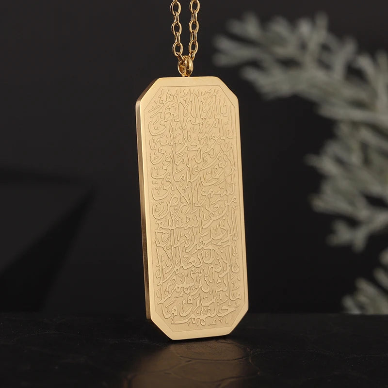 Exquisite Hollow Map Pendant Necklace for Women Men Fashion Charm Arabic Stainless Steel Amulet Jewelry