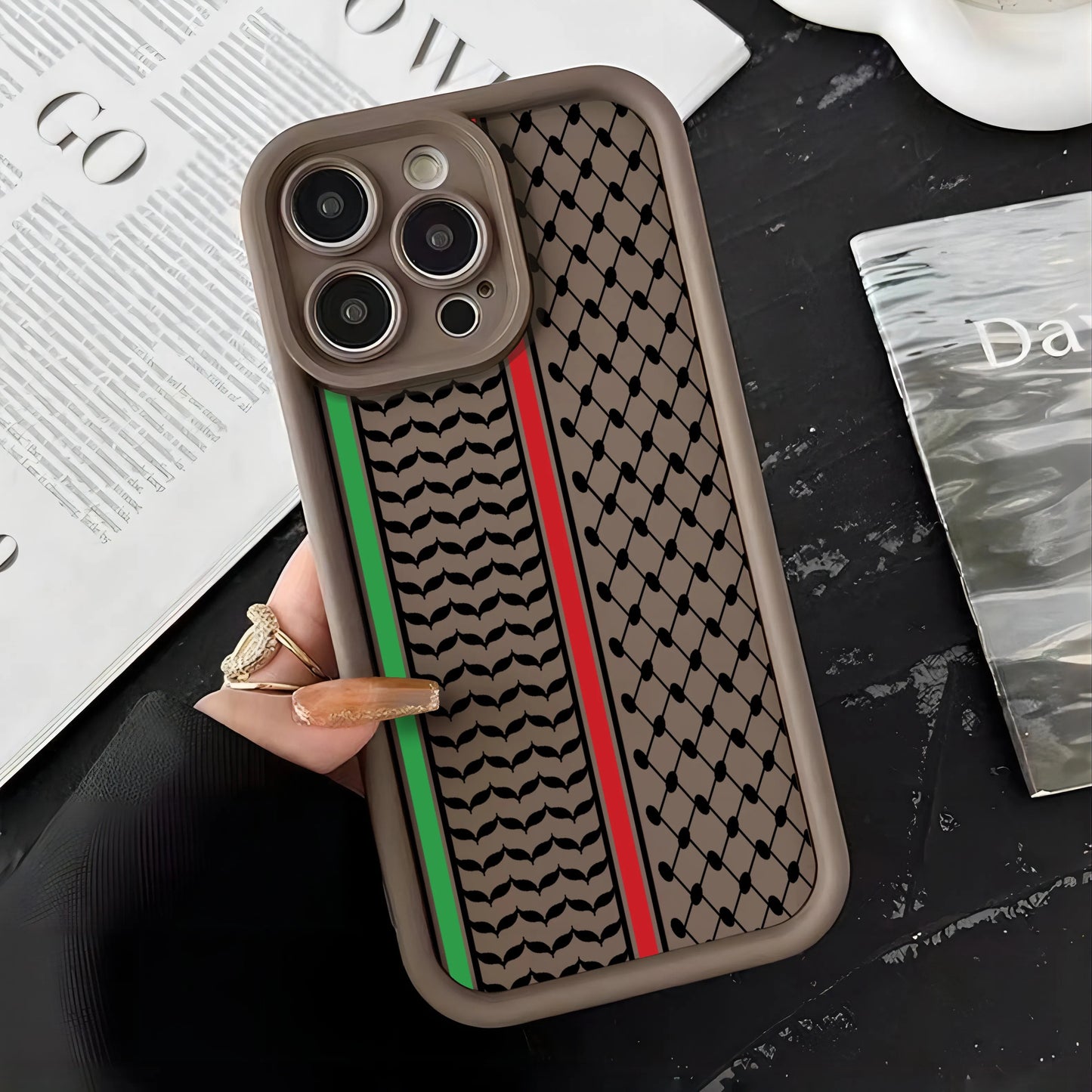 Hattah Keffiyeh Phone Case for IPhone  Soft TPU Back Cover With Hand Strap