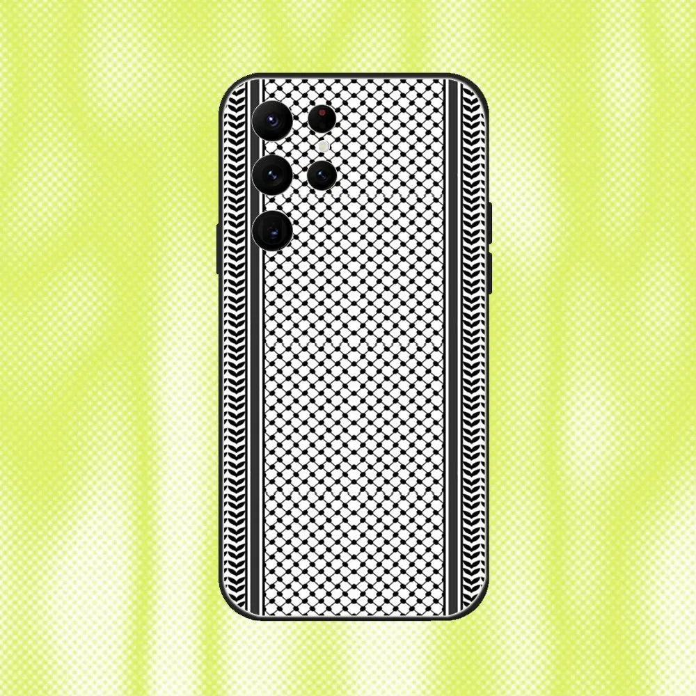 Hattah Keffiyeh Fashion Phone Case For Samsung S 25,24,23,22,30,21,10,9,Ultra,Plus,Lite,FE,4,5G Black Soft Case