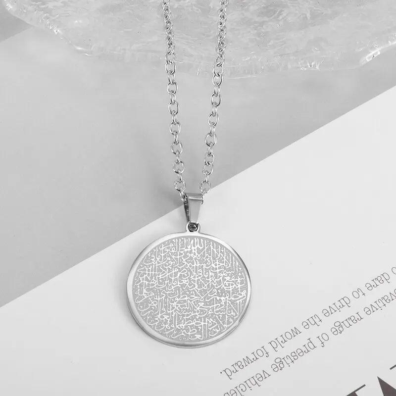Exquisite Hollow Map Pendant Necklace for Women Men Fashion Charm Arabic Stainless Steel Amulet Jewelry