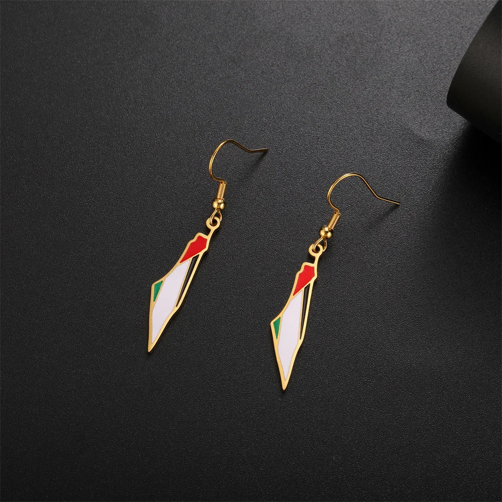 My Shape Palestine Map Drop Earrings for Women Stainless Steel Map Palestine Country Dangle Earrings Fashion Jewelry Wholesale