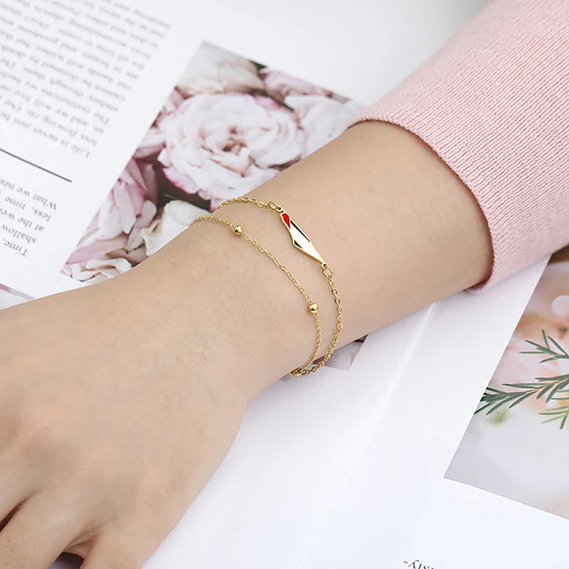 Palestinian Map Shape Stainless Steel Bracelet