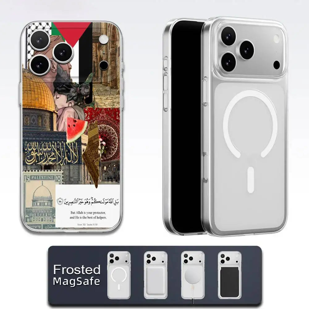 Watermelon Art P-Palestine Flag Phone Case For iPhone Magsafe Transparent